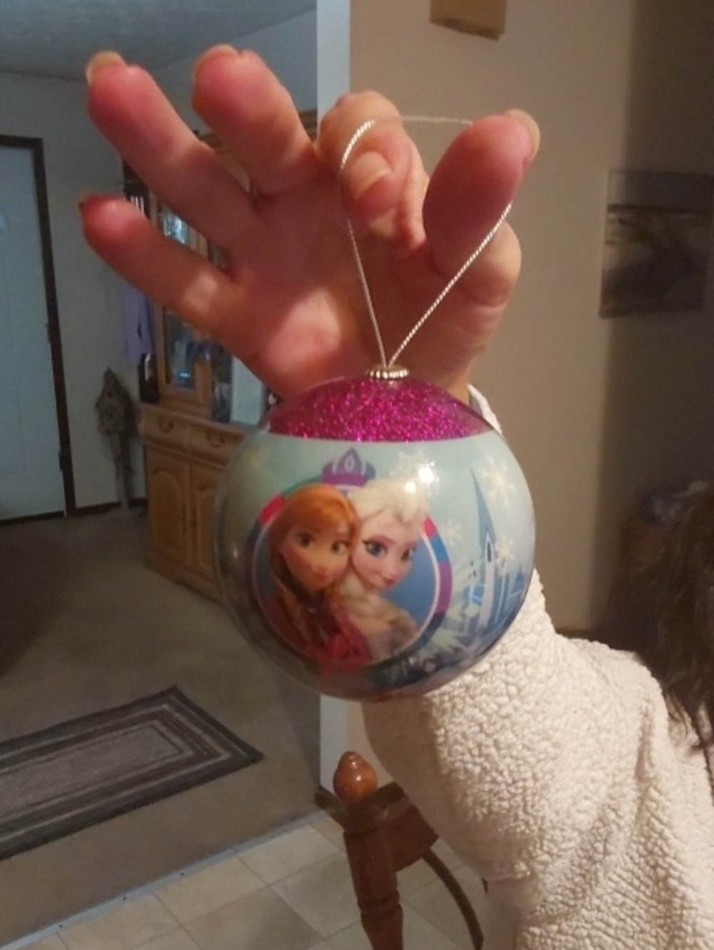Frozen-Themed Pink and Blue Holiday Ornament